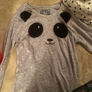Grey and black panda pajama shirt